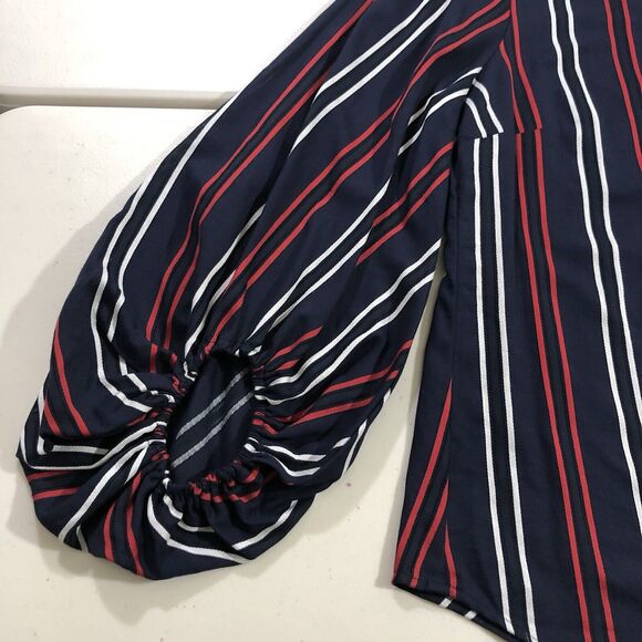 Cabi #5516 NWT Women's Flag Blouse Sz M Navy Red White Stripes 3/4 Sleeves - Picture 6 of 10